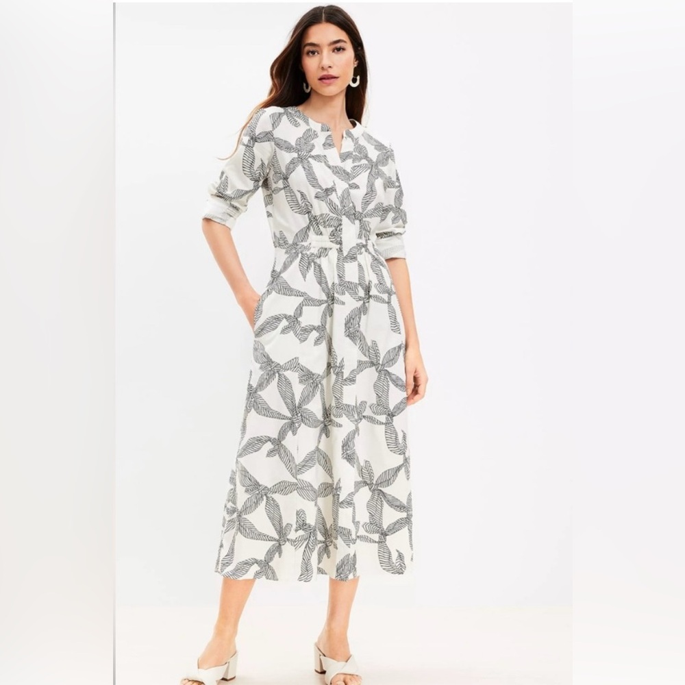 Loft NWT Small Cream Ribbon Dress